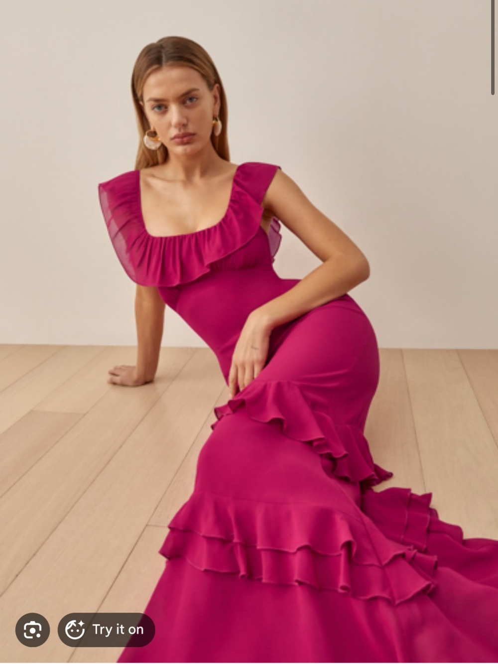 Reformation Rhubarb Maxi Dress with Ruffle Tiers